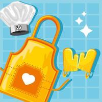 kitchen hat and apron vector