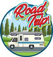 Summer travel vacation logo concept with motorhome vector