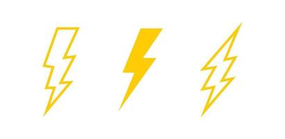 Bolt lightning flash icons. Electric vector icons, isolated. Flash icons collection