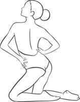Line vector drawing of a thin woman posing.