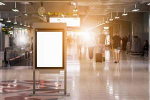 blank advertising billboard at airport background large LCD advertisement photo