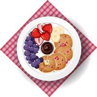 Top view food, pancake with placemat  on white background vector