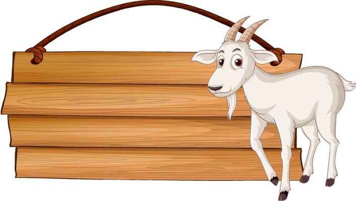 Isolated wooden banner with goat