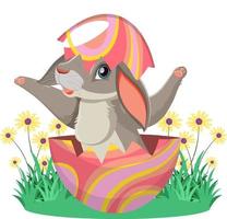 Gray bunny in easter egg vector