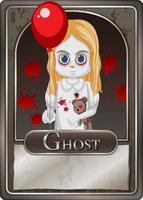 Ghost girl character game card template vector