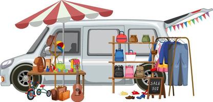 Flea market concept with a car boot sale vector