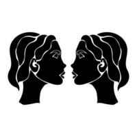 Zodiac sign gemini silhouette, one of 12 horoscope signs vector