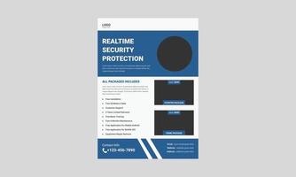 folleto de protección del sistema de seguridad en tiempo real, diseño de plantilla de folleto de cartel de seguridad de confianza, a4, vector, portada, cartel, listo para imprimir vector