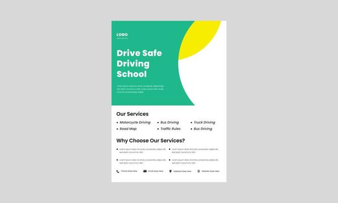 driving school flyer design template. learn driving today poster, leaflet design. experts in driving flyer templates.