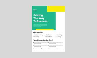 driving school flyer design template. learn driving today poster, leaflet design. experts in driving flyer templates. vector