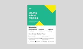 driving school flyer design template. learn driving today poster, leaflet design. experts in driving flyer templates. vector