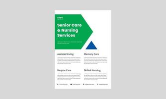 nursing senior care service elder nursing flyer, poster template. senior care service nursing poster, flyer, brochure design. vector