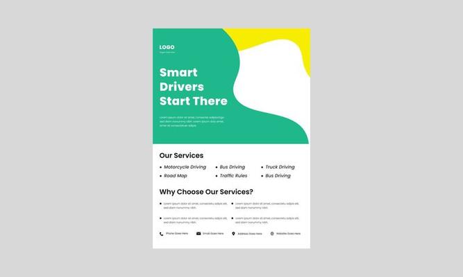 driving school flyer design template. learn driving today poster, leaflet design. experts in driving flyer templates.