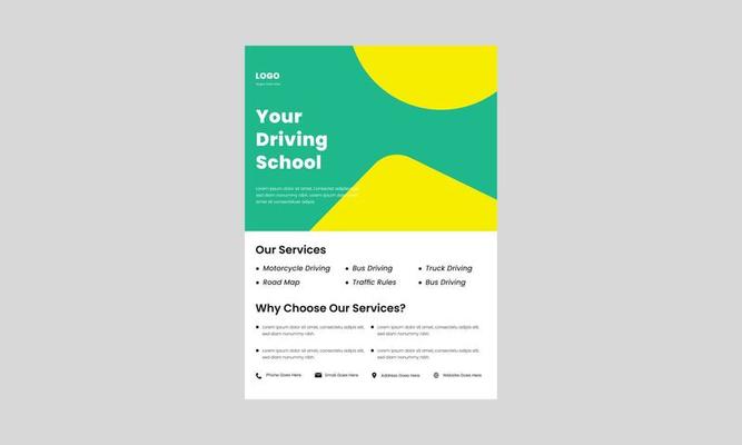 driving school flyer design template. learn driving today poster, leaflet design. experts in driving flyer templates.