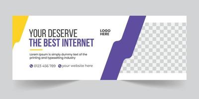 diseño de banner web de servicio de internet o descarga profesional de diseño de banner de línea de tiempo de redes sociales vector