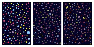 patterns, Abstract geometric backgrounds with different geometric shapes - triangles, circles, points, lines. Memphis style. Bright and colorful, 90's style. Seamless vector pattern. neon color, rando