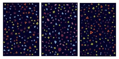 patterns, Abstract geometric backgrounds with different geometric shapes - triangles, circles, points, lines. Memphis style. Bright and colorful, 90's style. Seamless vector pattern. neon color, rando