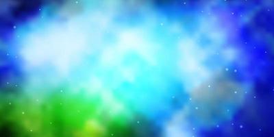 Light Blue, Green vector background with colorful stars.