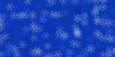 patrón de doodle de vector rosa claro, azul con flores.