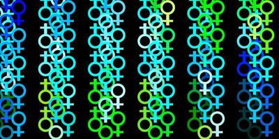 Light Blue, Green vector pattern with feminism elements.