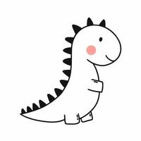 Cute dinosaur. Vector doodle illustration. Dino on white background. Cartoon character. Character for children.