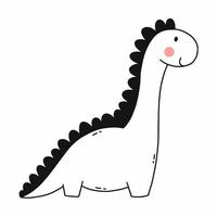 Cute dinosaur. Vector doodle illustration. Dino on white background. Cartoon character. Character for children.
