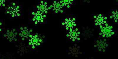 patrón de vector verde oscuro, amarillo con elementos de coronavirus.