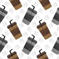 seamless pattern of black iced coffee and cappuccino iced coffee vector