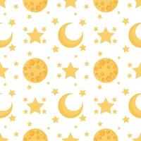 seamless pattern of crescent moon and full moon vector