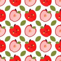 seamless pattern of apples with a cheerful face vector
