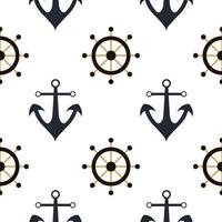 steering wheel and anchor seamless pattern vector