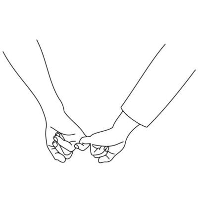 Illustration line drawing a hands making promise as a friendship concept.  Loving couple holding hands. Hands of two people hook their little fingers  together. Pinky promise design for shirt or jacket 6213413