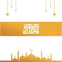 tarjeta de felicitación de ramadán kareem. Ramadán Mubarak. traducido feliz y sagrado ramadán. mes de ayuno para los musulmanes. caligrafía árabe. logo para ramadán en tipo árabe. vector