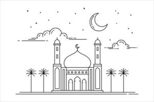 monoline design mosque vector