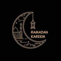 mosque in the crescent moon ramadan concept vector