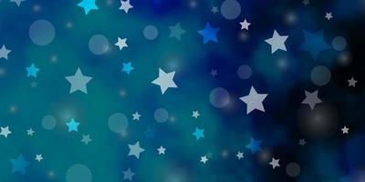 Light BLUE vector pattern with circles, stars.