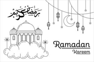 ramadan kareem monoline mosque vector