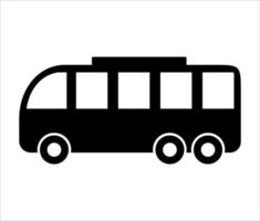 Flat black bus vector icon. Bus illustration with simple geometric shapes.