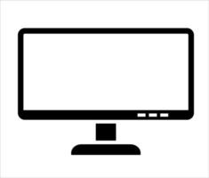 Widescreen vector display icon. Computer monitor, tv screen icon in black and white colors.