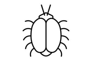 Bug line art icon. Black thin line art bug illustration isolated on white background. Bug vector icon, flying insect with legs and wings.