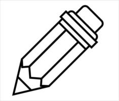 Pencil icon. Black and white vector pencil illustration. Outline, line art minimalistic design element.