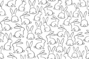 Bunny outline seamless pattern. Easter wrapping, greeting, invitations, postcards and other projects. Cute bunny vector pattern.