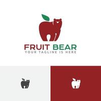 Fruit Bear Organic Natural Red Apple Logo Template vector