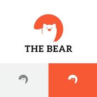 Cute Big Bear Circle Negative Space Logo Template vector