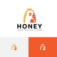 abeja colmena miel oso dulce comida sana plantilla de logotipo vector