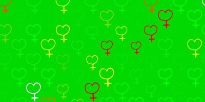 Light Green, Red vector texture with women rights symbols.