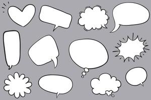 Hand drawn set of speech bubbles isolated . Doodle set element. Vector illustration.