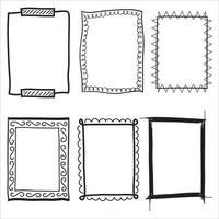 hand drawn Set of black and white doodle rectangle frames vector