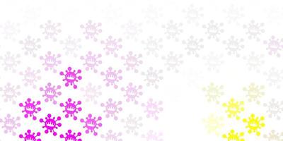 Light pink, yellow vector backdrop with virus symbols.