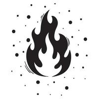 Hand drawn fire icons. Fire Flames Icons Vector Set. Hand Drawn Doodle Sketch Fire, Black and White Drawing. Simple fire symbol.